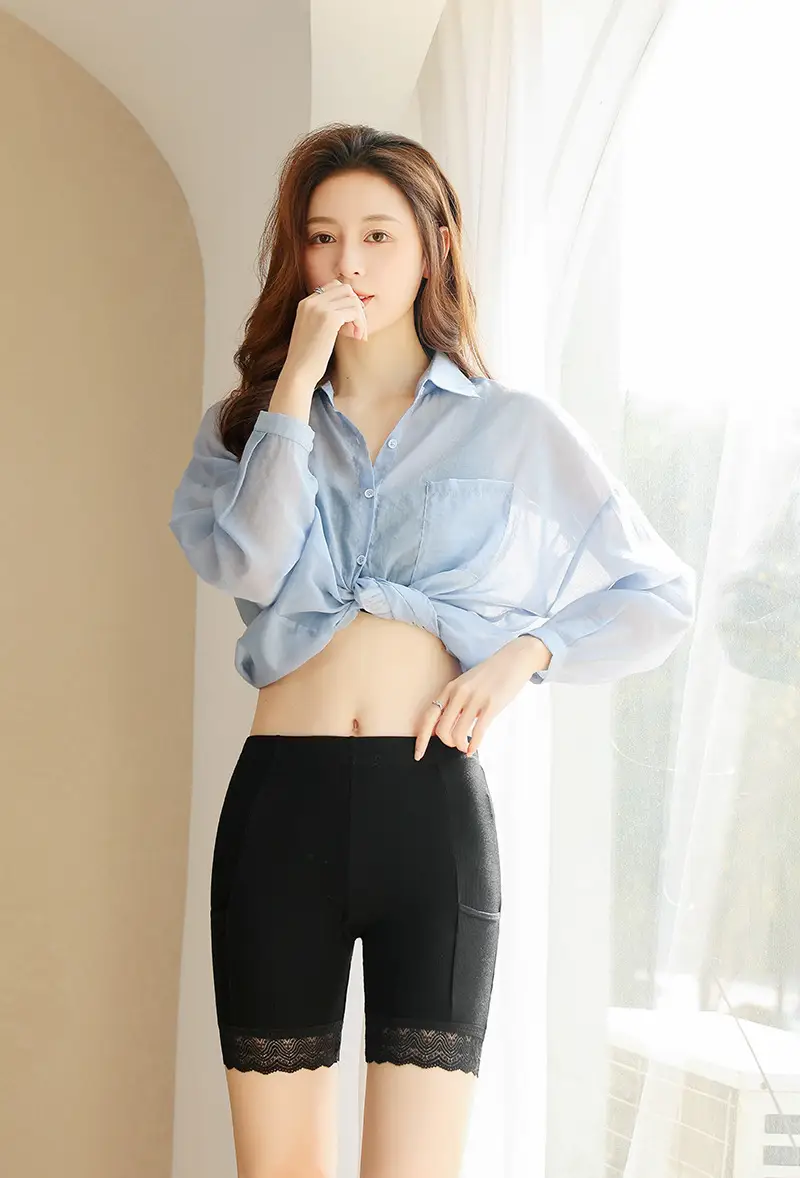 Women's Black Lace Three-Quarter Safety Pants — feature 23