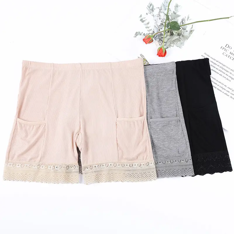 Women's Black Lace Three-Quarter Safety Pants — feature 6