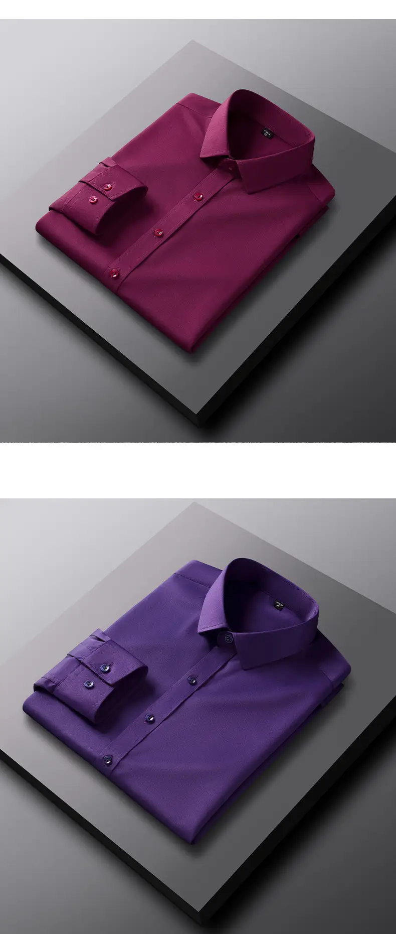 Purple Men's Long Sleeve Slim Fit Shirt — feature 18