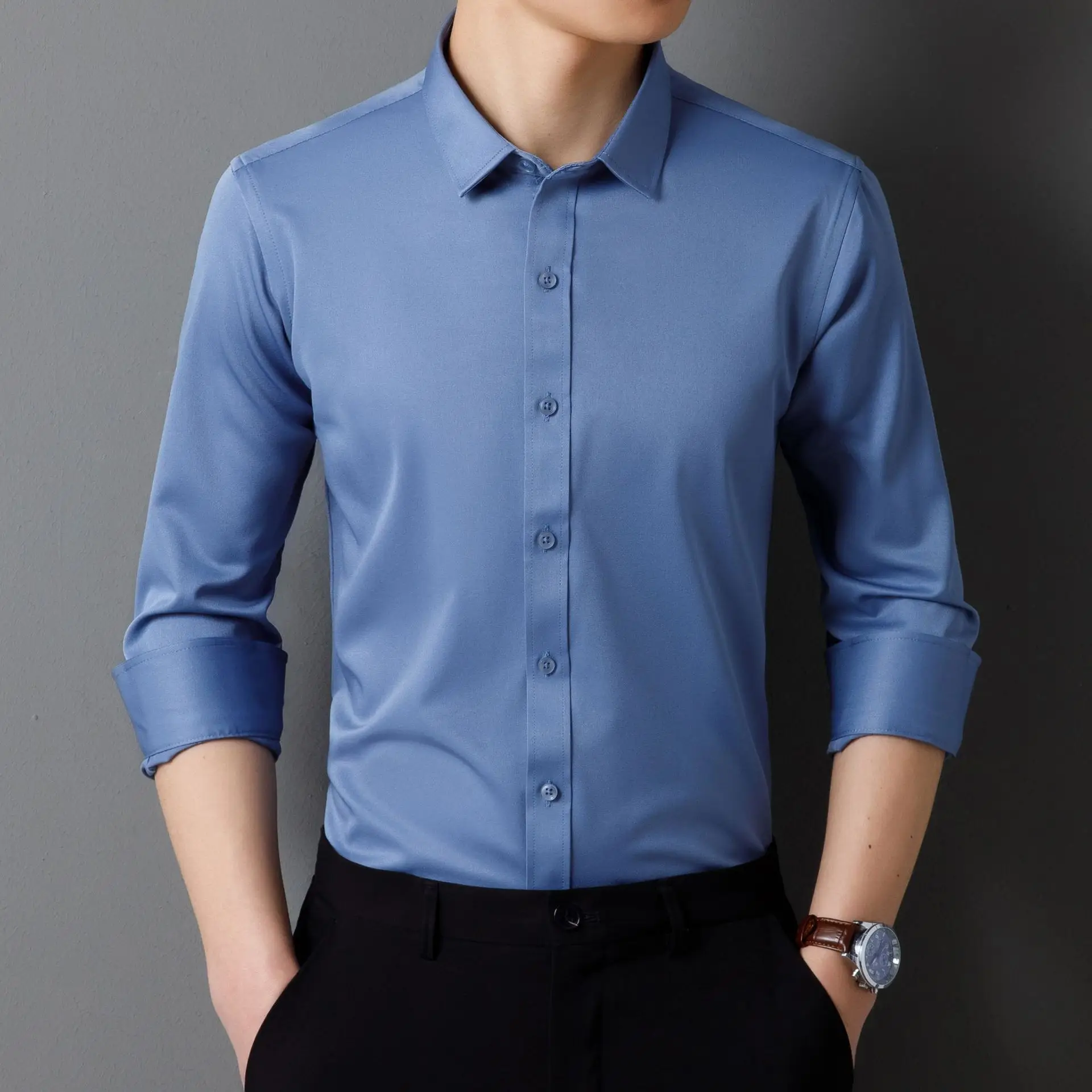 stretch long sleeve bagless haze blue