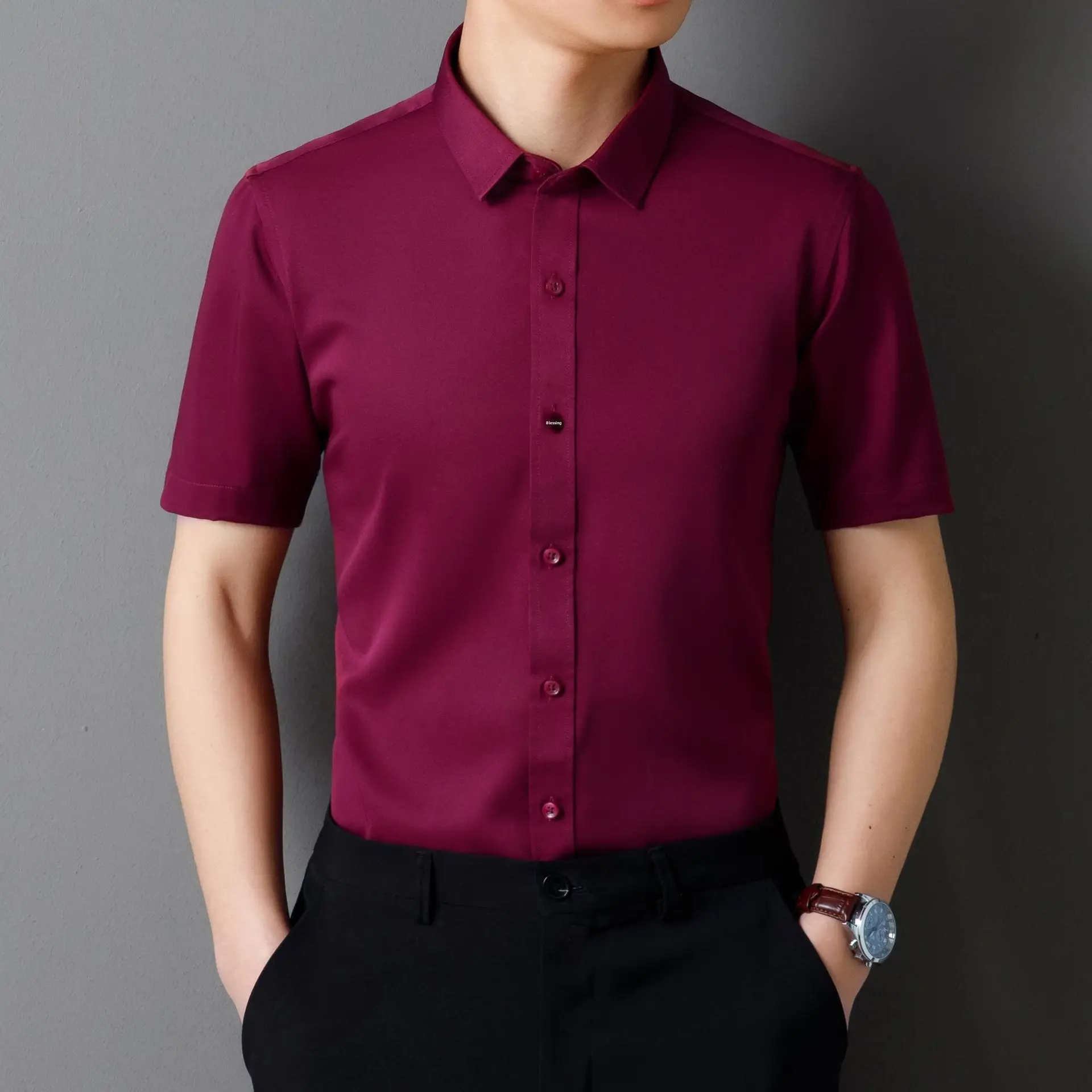 Purple Men's Long Sleeve Slim Fit Shirt - Image 23