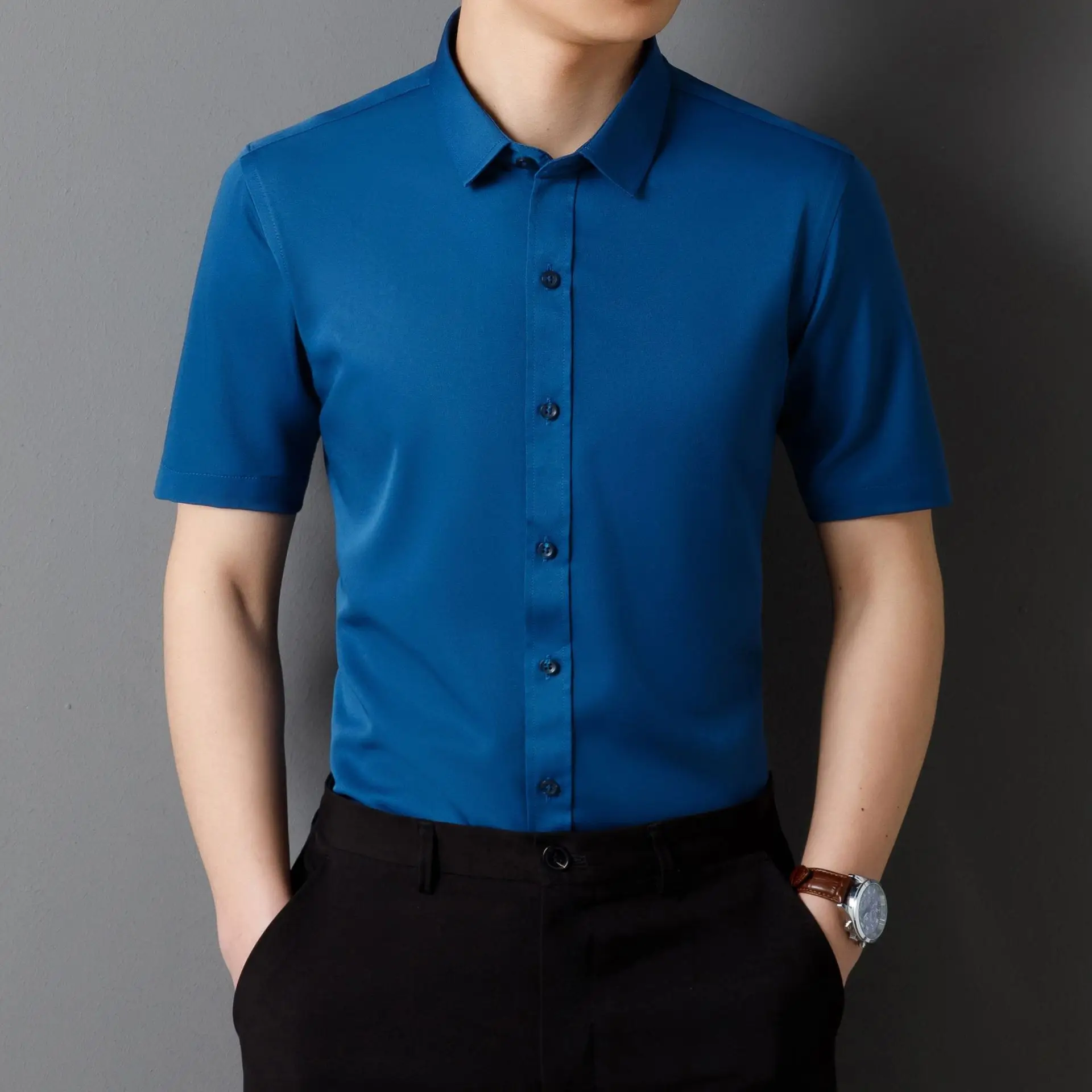 Purple Men's Long Sleeve Slim Fit Shirt - Image 29