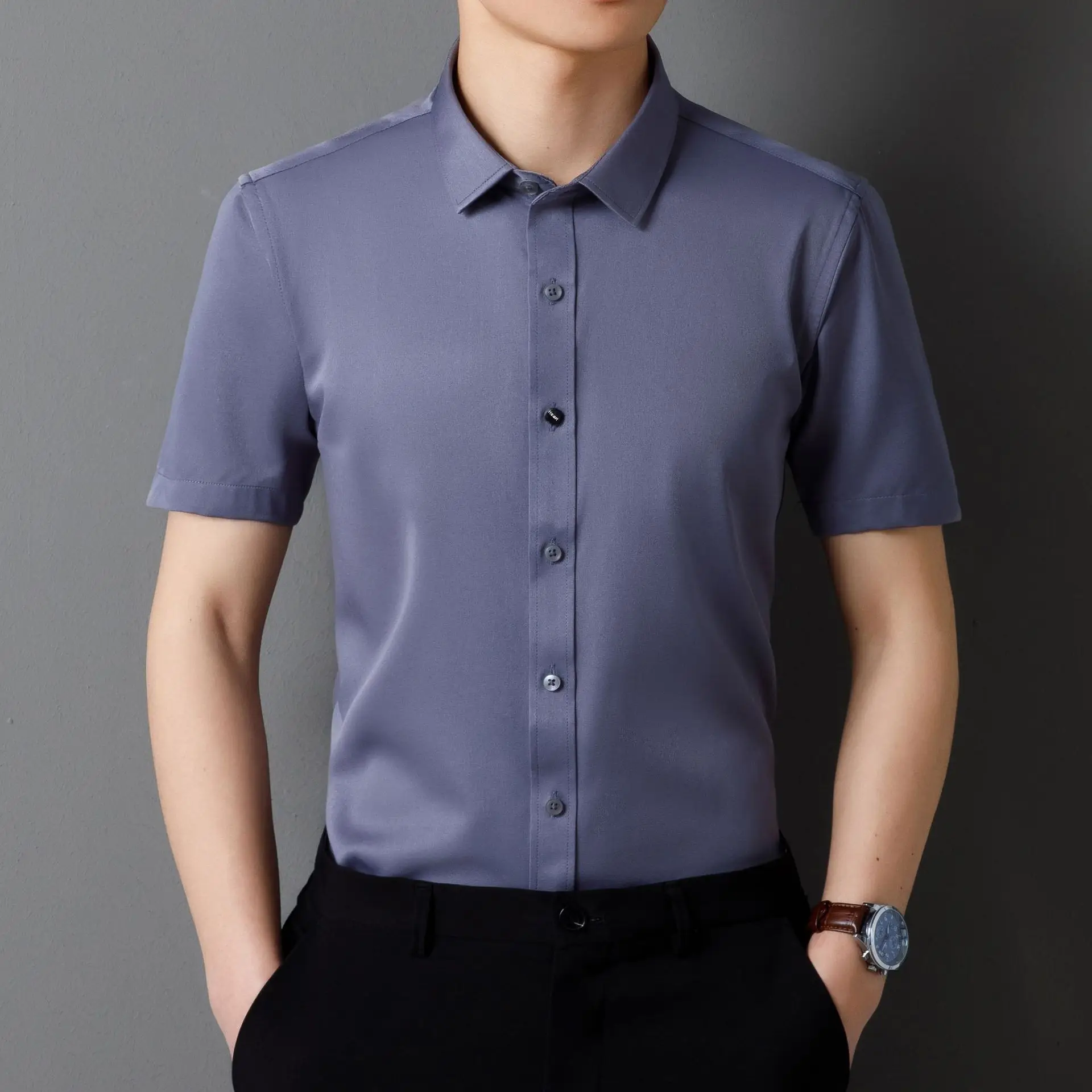 Purple Men's Long Sleeve Slim Fit Shirt - Image 18