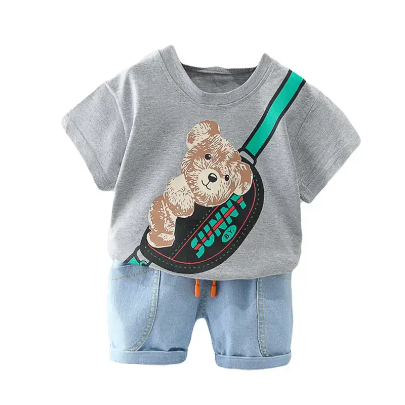 Wu Xiaoqi Kids Red Bear Print Shorts Set 2024 - Image 9