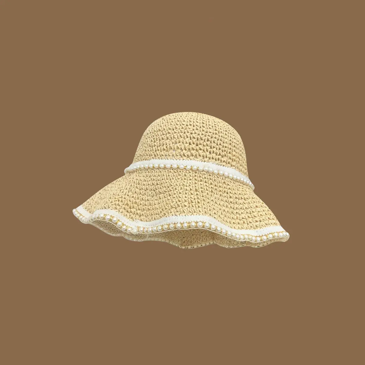 Women Straw Bow Cap Wide Brim Pink Letter - Image 70
