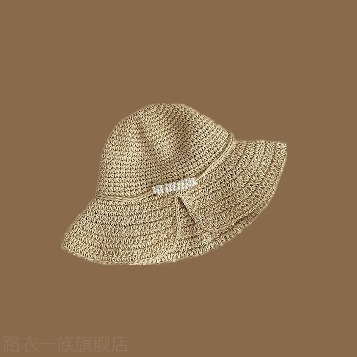 Women Straw Bow Cap Wide Brim Pink Letter - Image 10