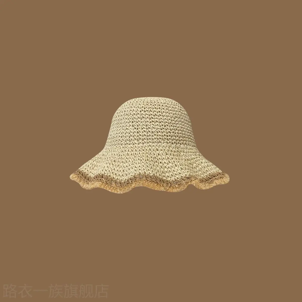 Women Straw Bow Cap Wide Brim Pink Letter - Image 14