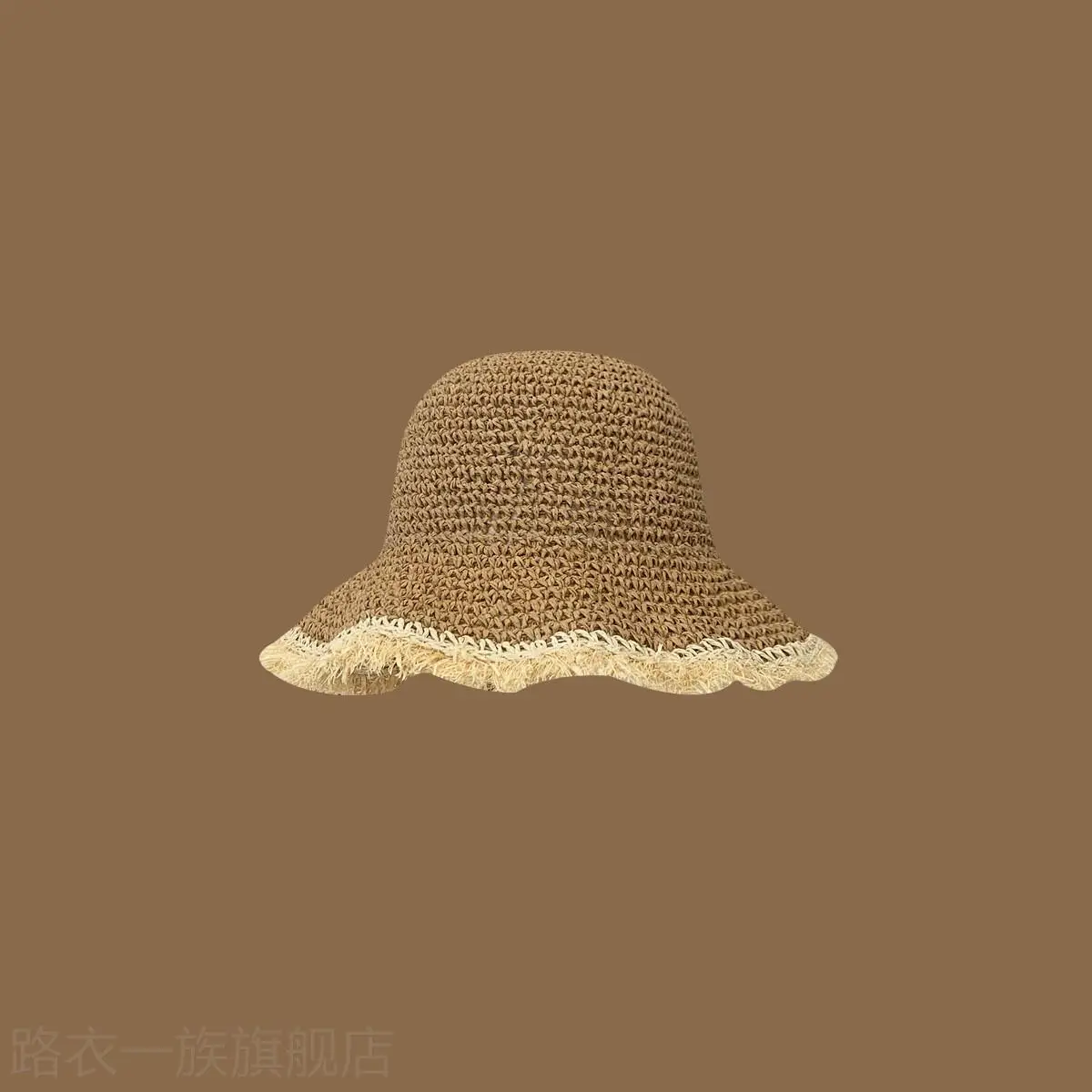 Women Straw Bow Cap Wide Brim Pink Letter - Image 15
