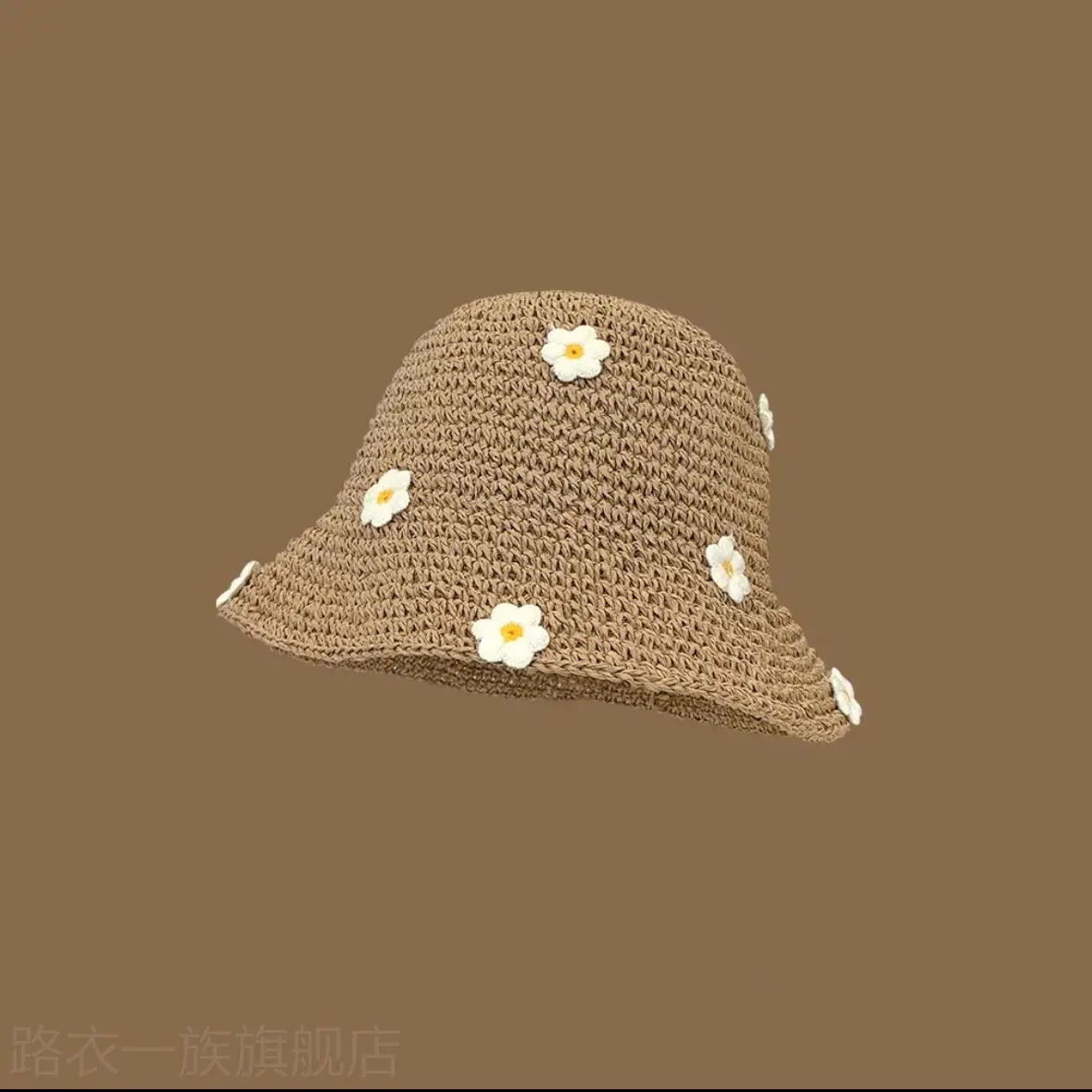 Women Straw Bow Cap Wide Brim Pink Letter - Image 2