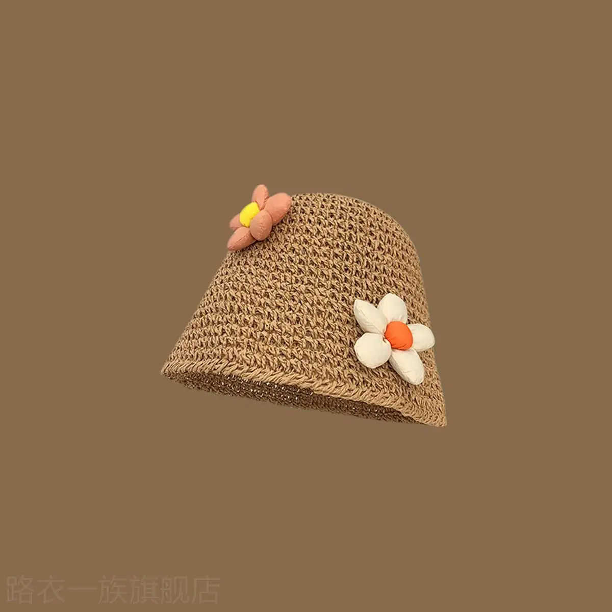 Women Straw Bow Cap Wide Brim Pink Letter - Image 21