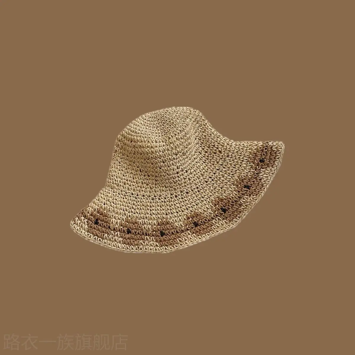 Women Straw Bow Cap Wide Brim Pink Letter - Image 28