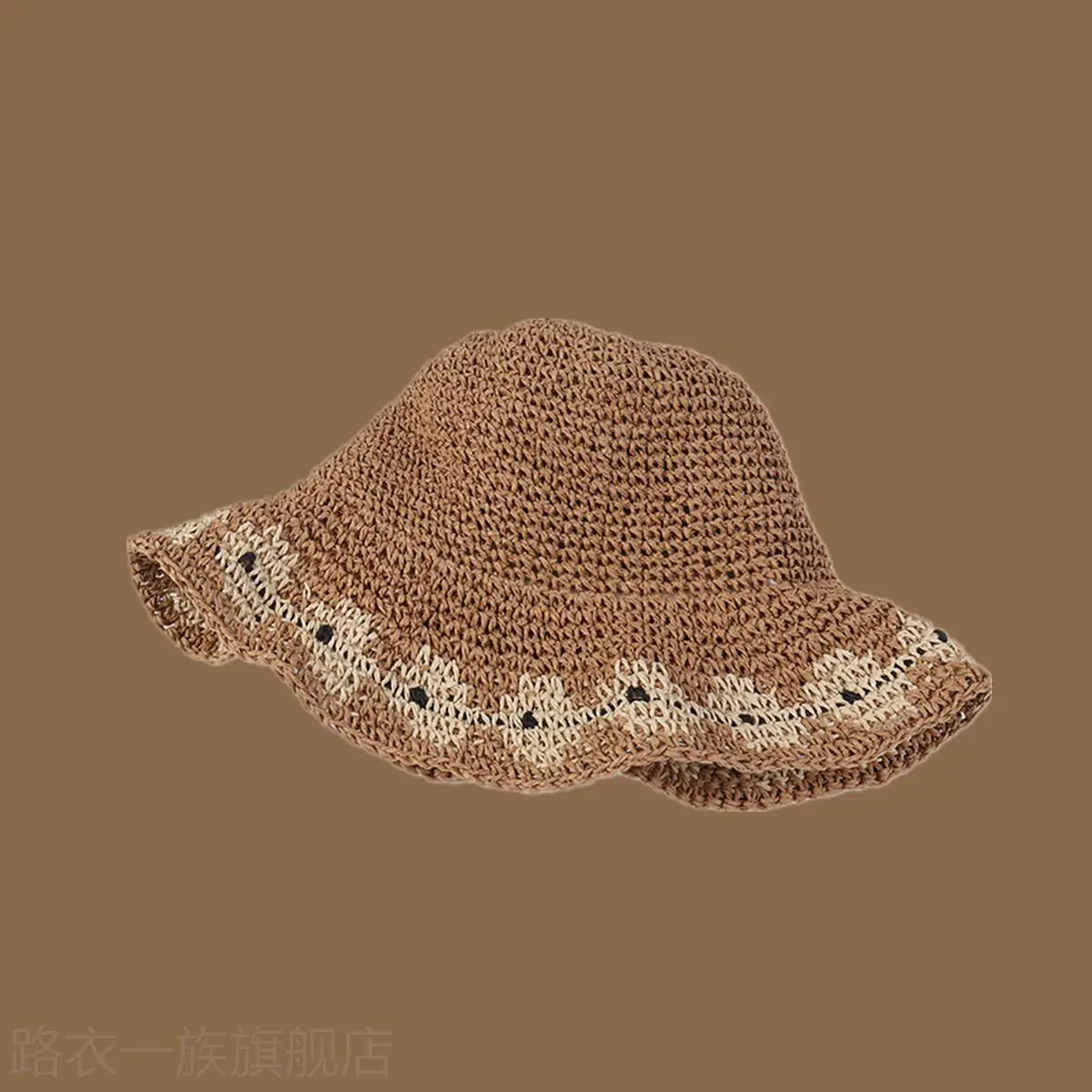 Women Straw Bow Cap Wide Brim Pink Letter - Image 29