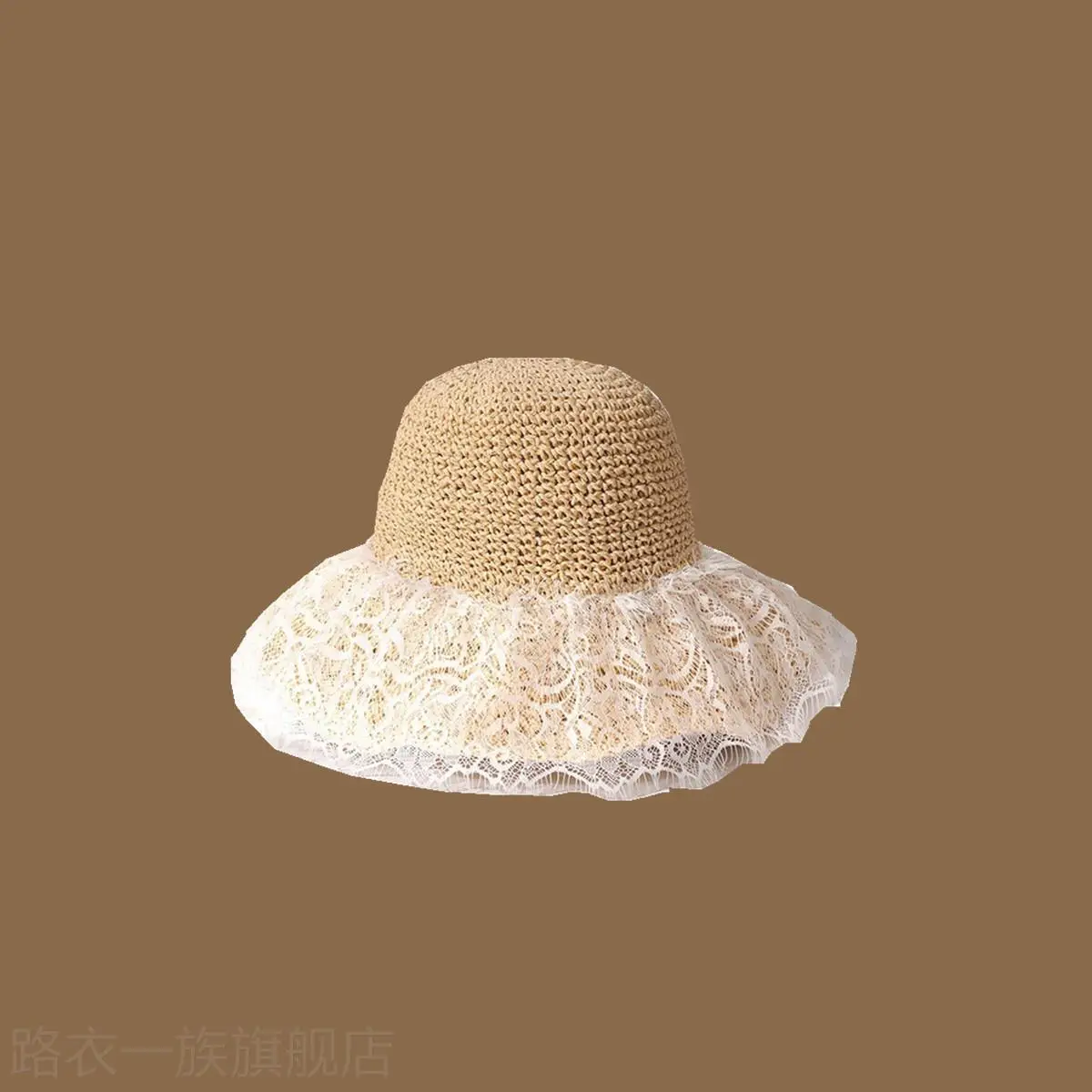 Women Straw Bow Cap Wide Brim Pink Letter - Image 38