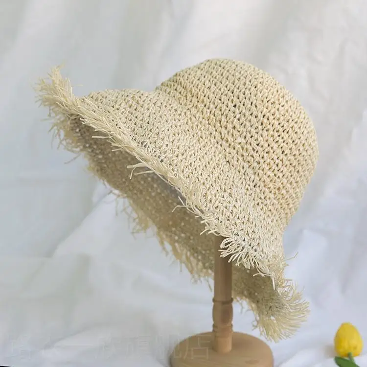 Women Straw Bow Cap Wide Brim Pink Letter - Image 60