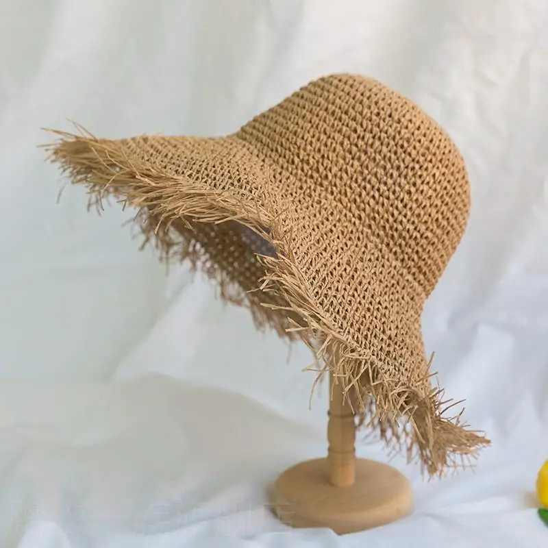 Women Straw Bow Cap Wide Brim Pink Letter - Image 61