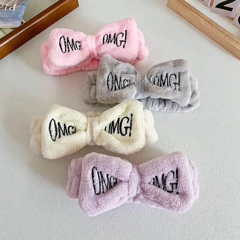 Pink Embroidered Bow Headband for Women