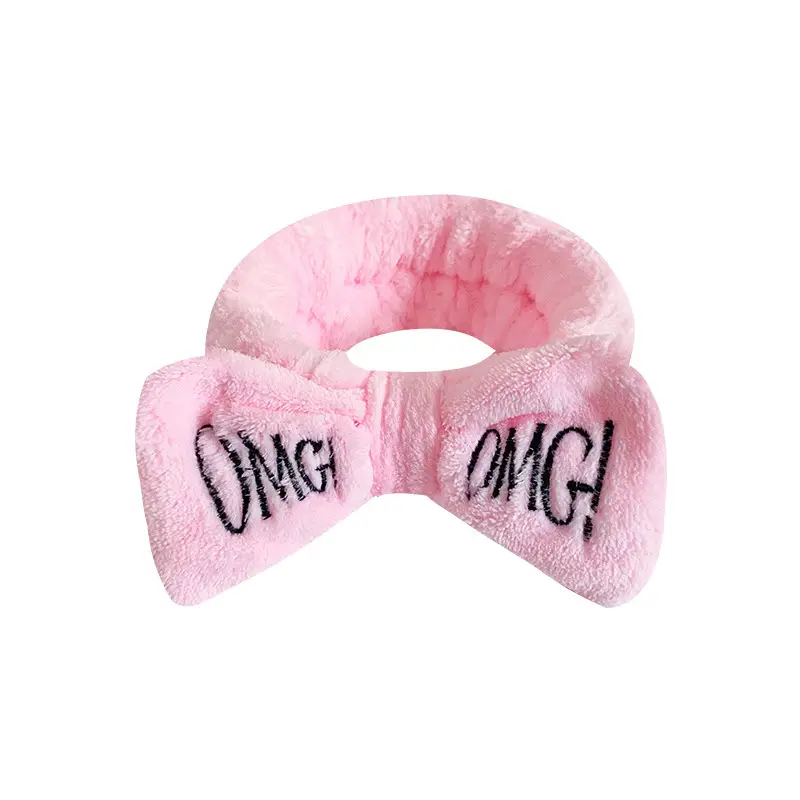 Pink Embroidered Bow Headband for Women