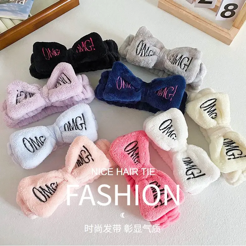 Pink Embroidered Bow Headband for Women — feature 2