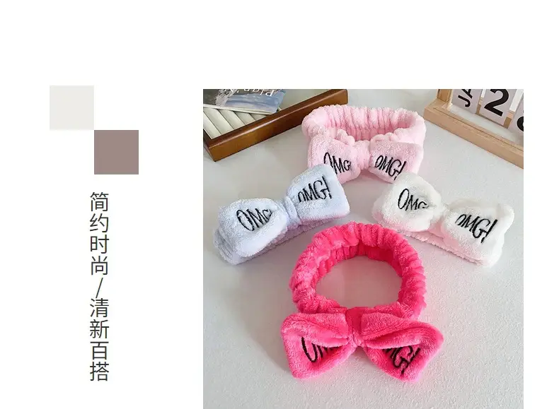Pink Embroidered Bow Headband for Women — feature 6