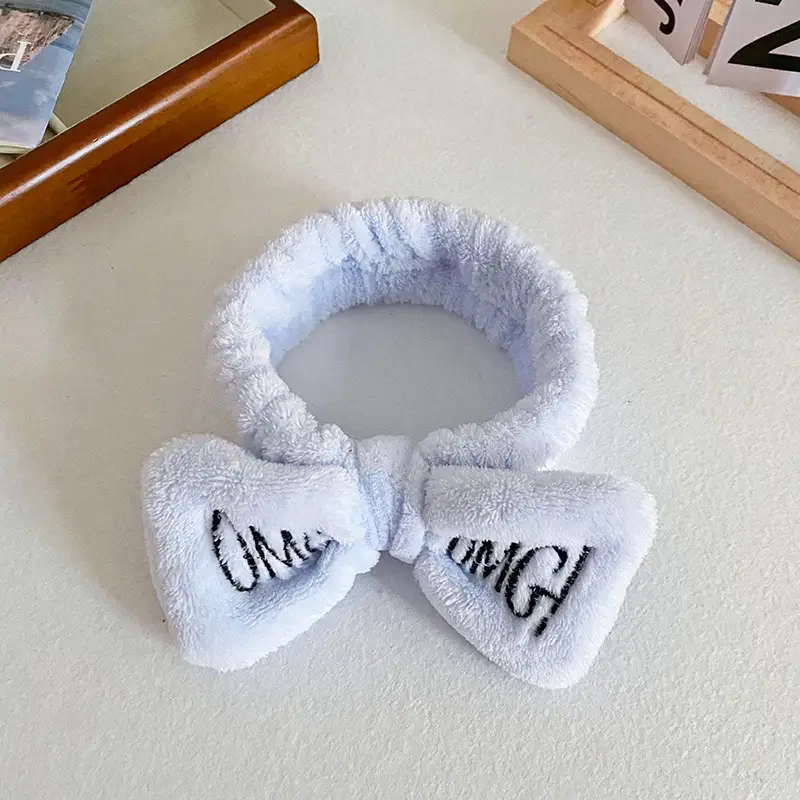 Pink Embroidered Bow Headband for Women