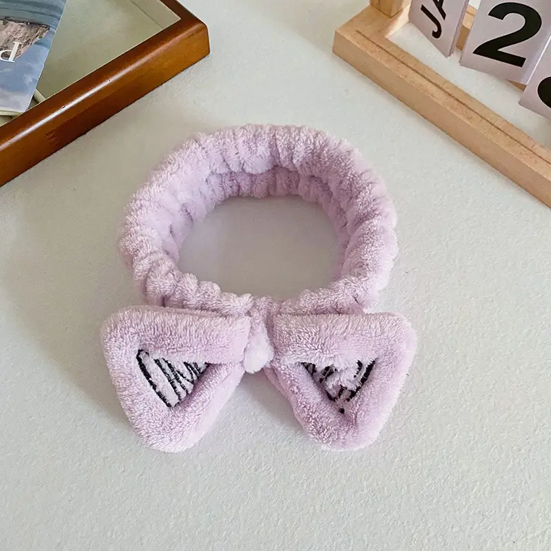 Pink Embroidered Bow Headband for Women