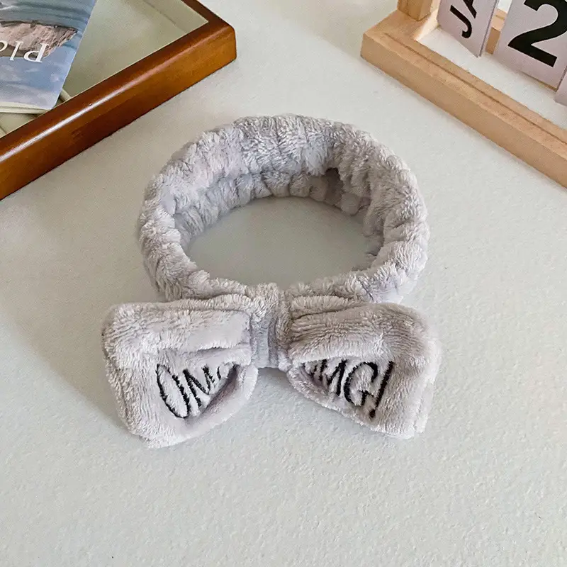 Pink Embroidered Bow Headband for Women