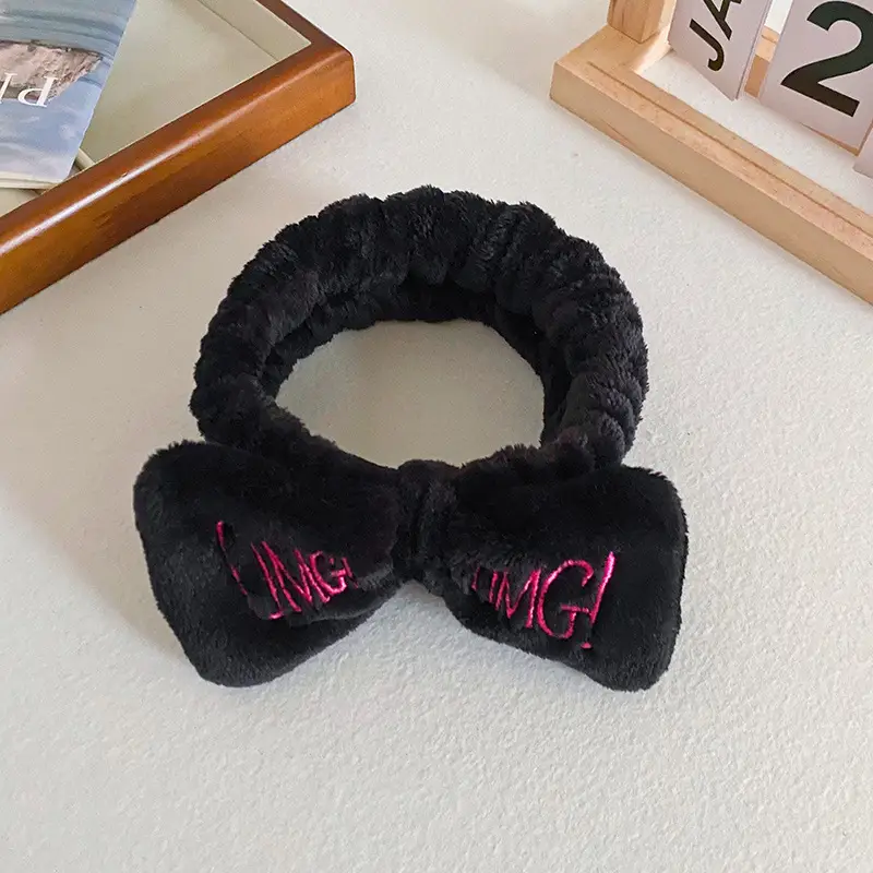 Pink Embroidered Bow Headband for Women