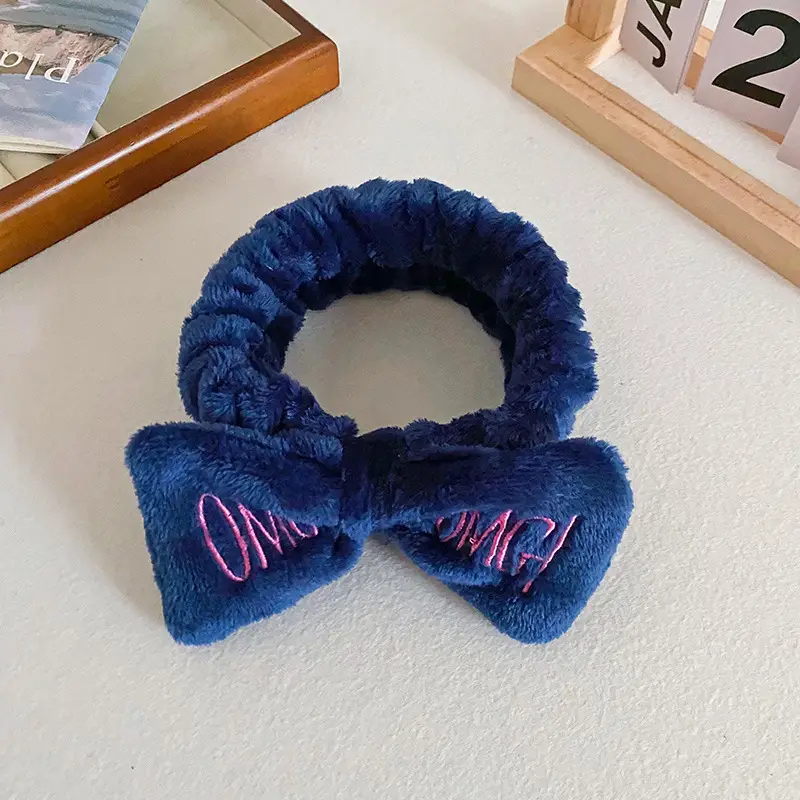 Pink Embroidered Bow Headband for Women