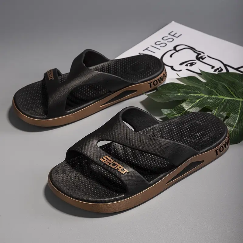 Men's Black Mesh Flip Flops Summer Casual Sandals