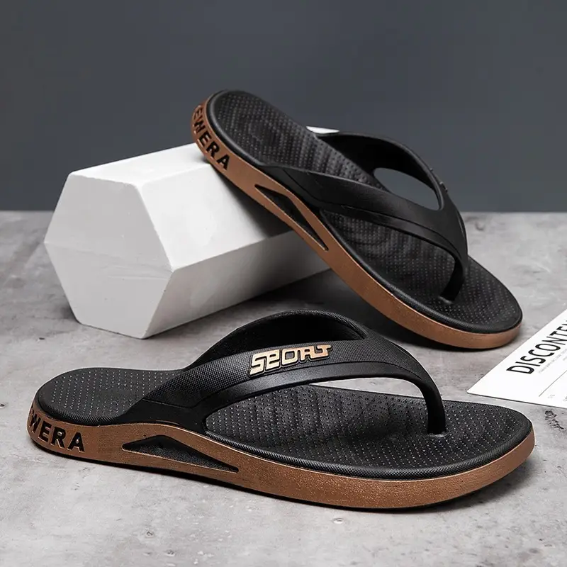 Men's Black Mesh Flip Flops Summer Casual Sandals