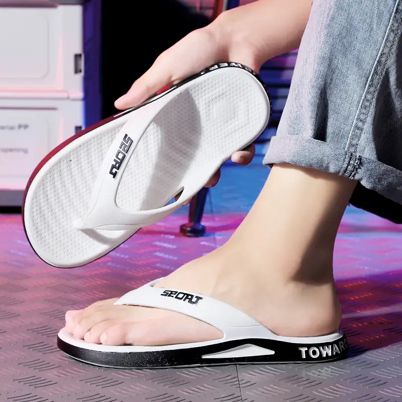 Men's Black Mesh Flip Flops Summer Casual Sandals