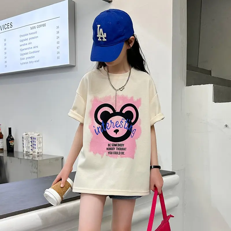 Girls Cotton Printed T-Shirt Medium Large Summer Wear