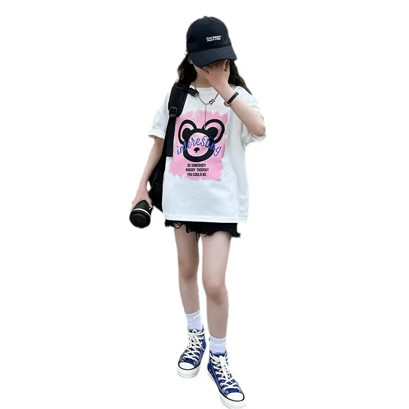 Girls Cotton Printed T-Shirt Medium Large Summer Wear