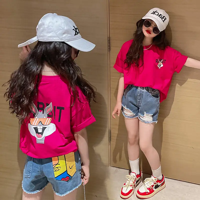 Girls Cotton Printed T-Shirt Medium Large Summer Wear