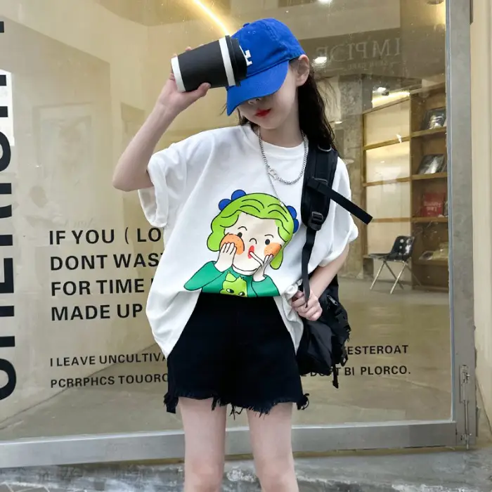 Girls Cotton Printed T-Shirt Medium Large Summer Wear