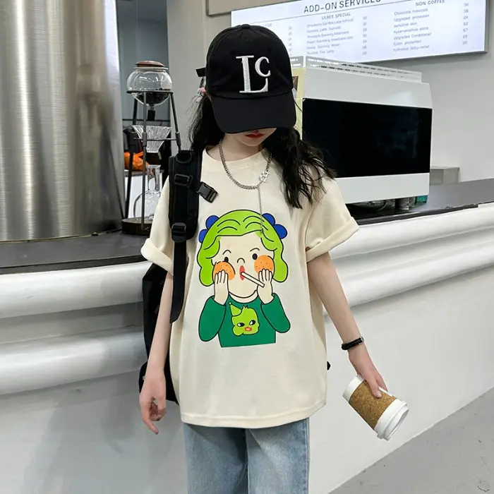 Girls Cotton Printed T-Shirt Medium Large Summer Wear