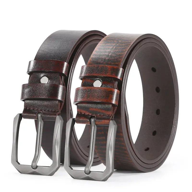 Men's Black Leather Belt with Silver Buckle - Image 7