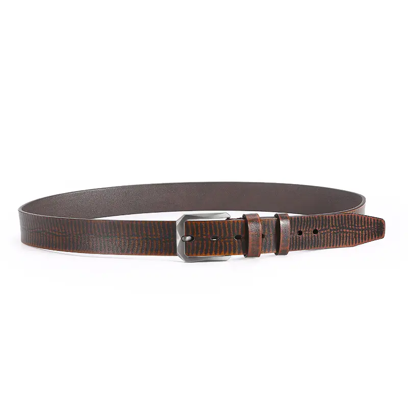 Men's Black Leather Belt with Silver Buckle - Image 8