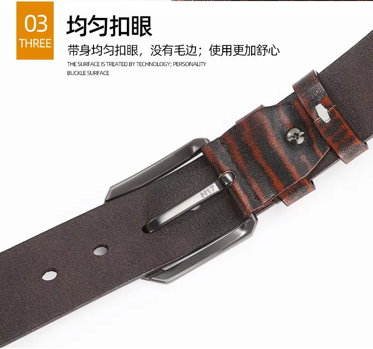 Men's Black Leather Belt with Silver Buckle — feature 7