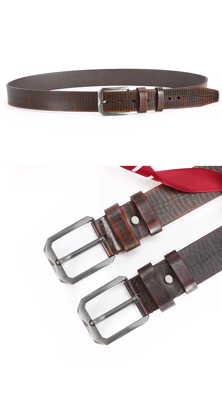 Men's Black Leather Belt with Silver Buckle — feature 9