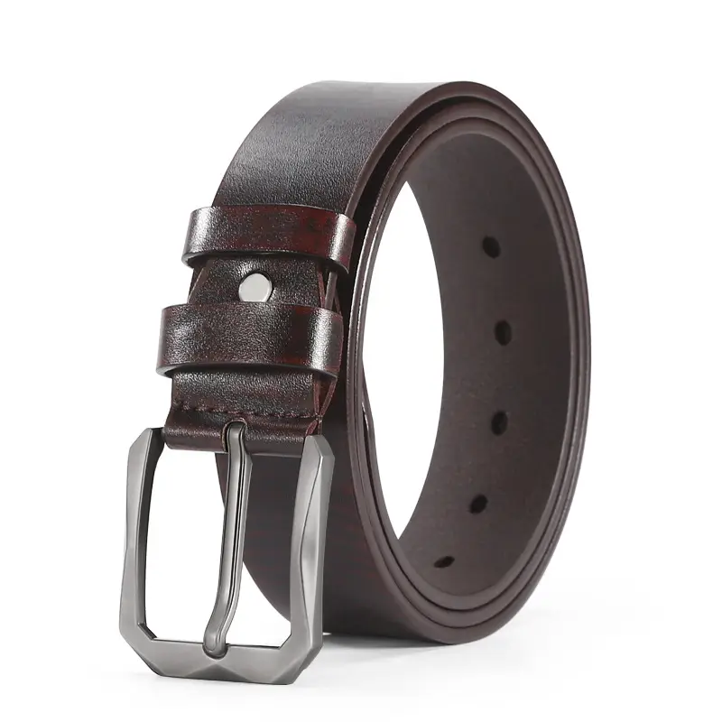 Men's Black Leather Belt with Silver Buckle - Image 2