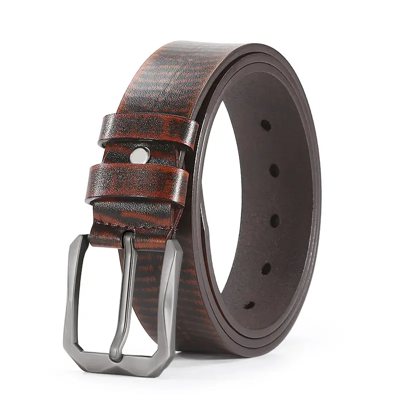 Men's Black Leather Belt with Silver Buckle - Image 3