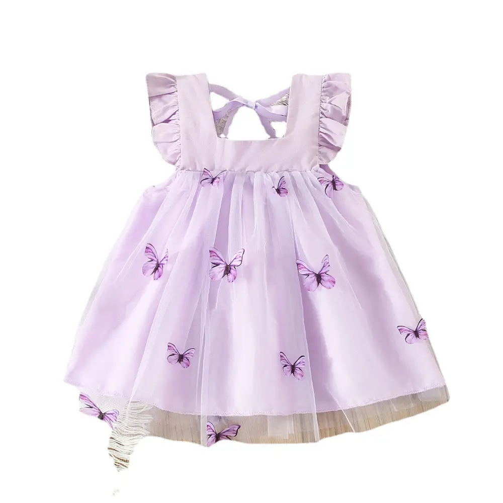 Purple Three-Dimensional Butterfly Princess Dress for Girls - Image 8