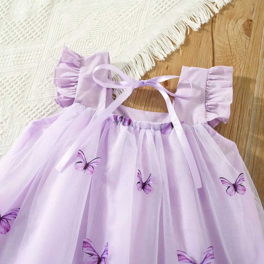 Purple Three-Dimensional Butterfly Princess Dress for Girls — feature 10