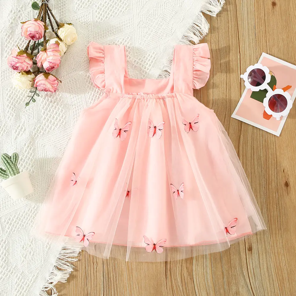 Purple Three-Dimensional Butterfly Princess Dress for Girls — feature 5