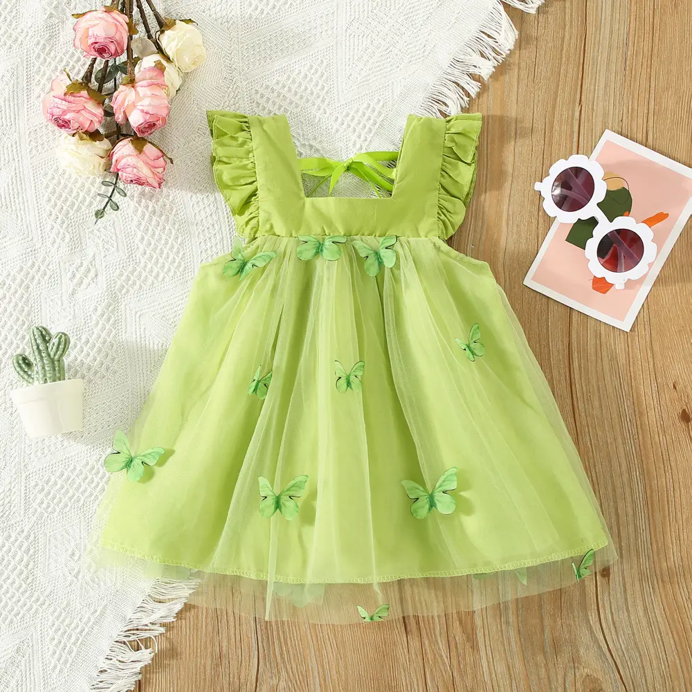 Purple Three-Dimensional Butterfly Princess Dress for Girls — feature 6