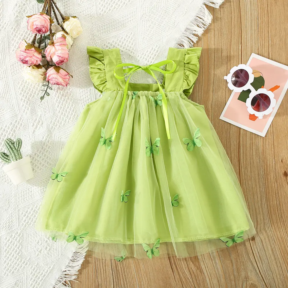 Purple Three-Dimensional Butterfly Princess Dress for Girls — feature 7