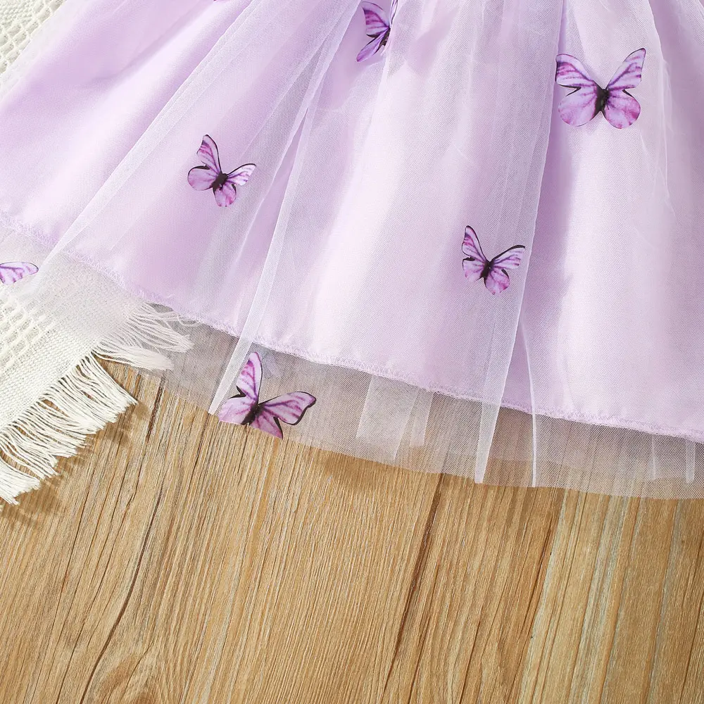 Purple Three-Dimensional Butterfly Princess Dress for Girls — feature 9