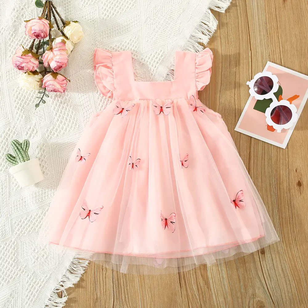Purple Three-Dimensional Butterfly Princess Dress for Girls - Image 3