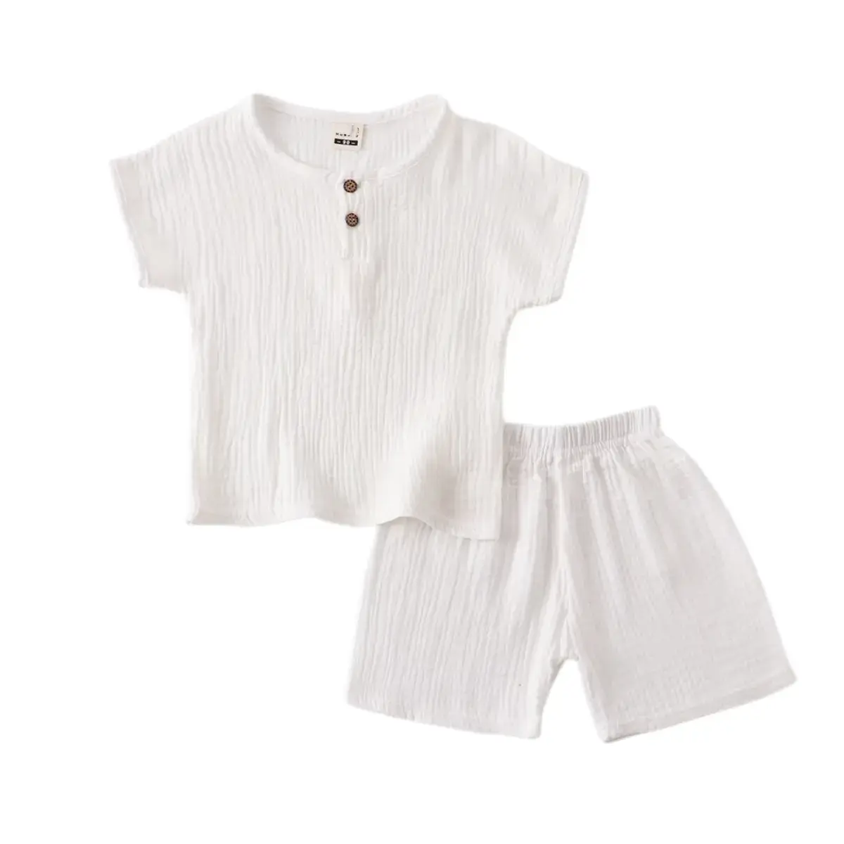 Children Cotton Linen Shorts Suit White Navy Summer Wear — feature 12